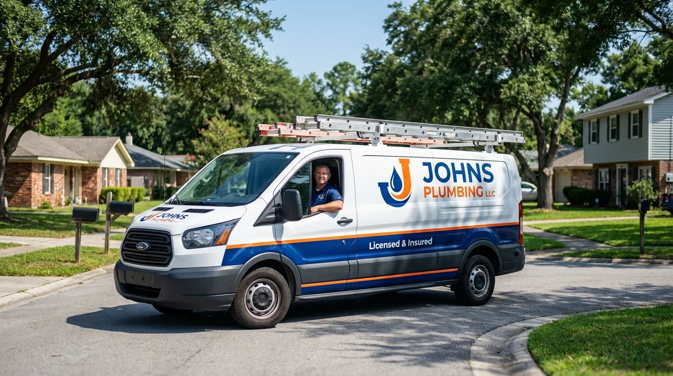 Johns Plumbing LLC service van in Pleasantville, NY